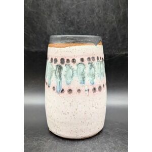 Vintage Studio Art Pottery Stoneware Vase Speckled Glaze Signed Tracy 6"